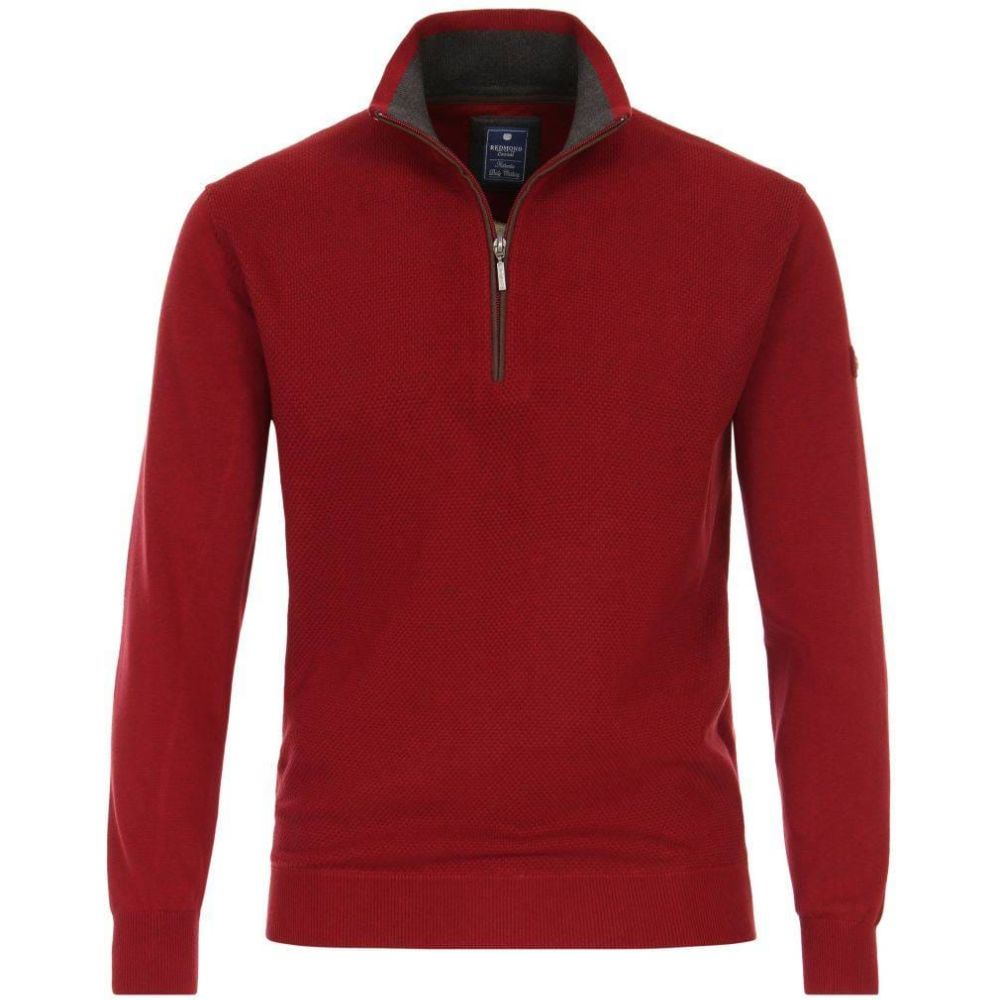 REDMOND CASUAL REGULAR FIT MEN TROYER ZIP RED SWEATSHIRT